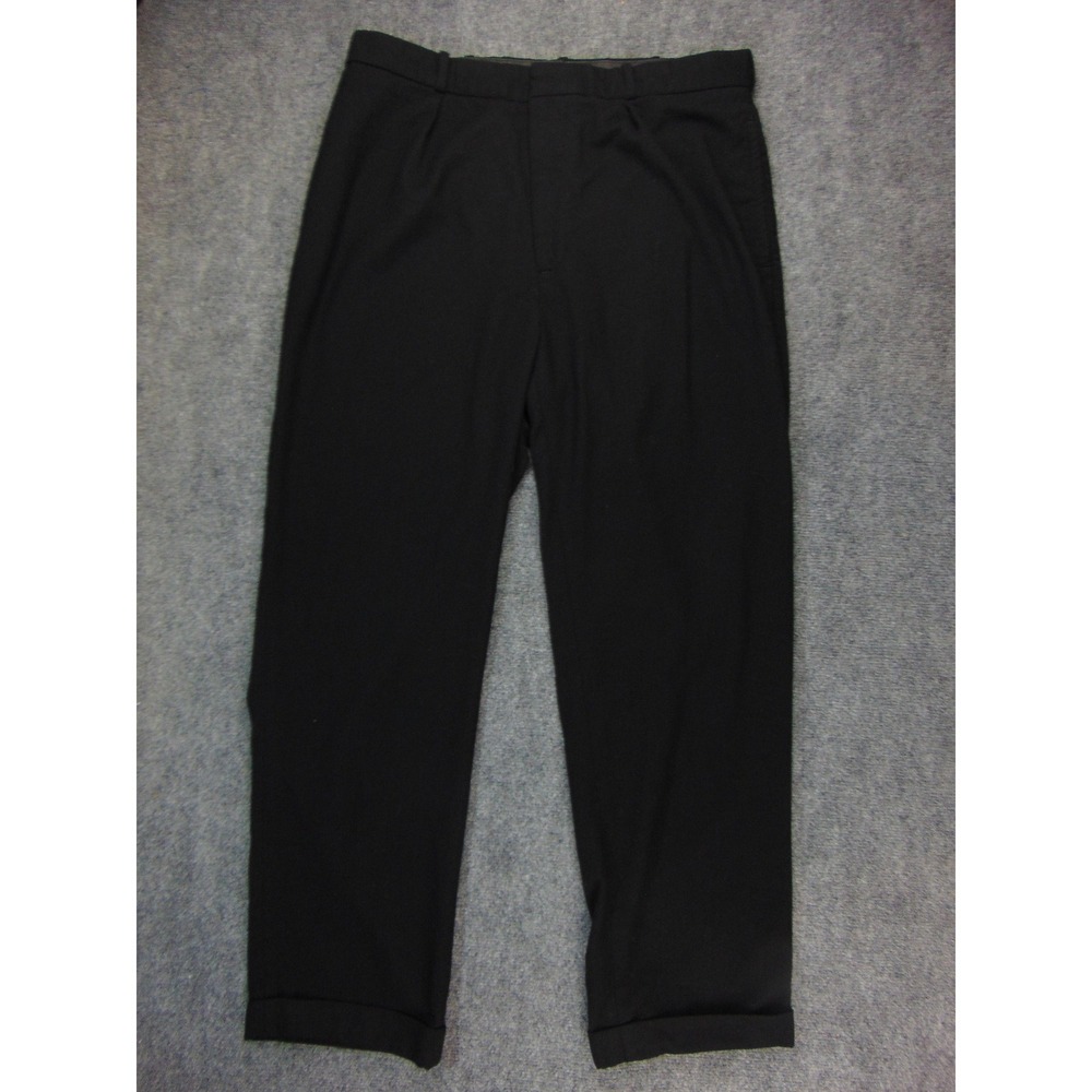 Polo Ralph Lauren Dress Pants Mens 36x34 Black Solid Wool Blend Old Money Luxury